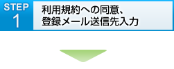 STEP1 利用規約への同意、登録メール送信先入力