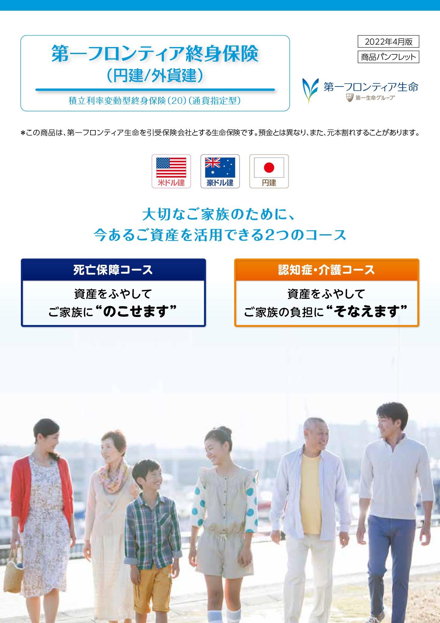 第一フロンティア終身保険（円建/外貨建）　パンフレット表紙画像